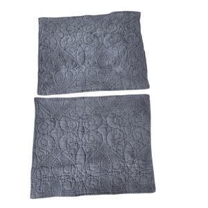 Pottery Barn 26x20 Gray Quilted Pillow‎ Covers Shams. Lot Of 2
